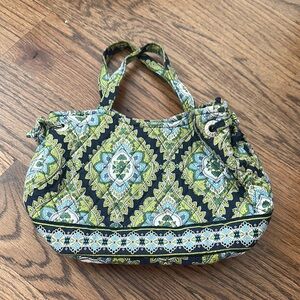 Vera Bradley Green and Black Shoulder Bag with Quilted Design